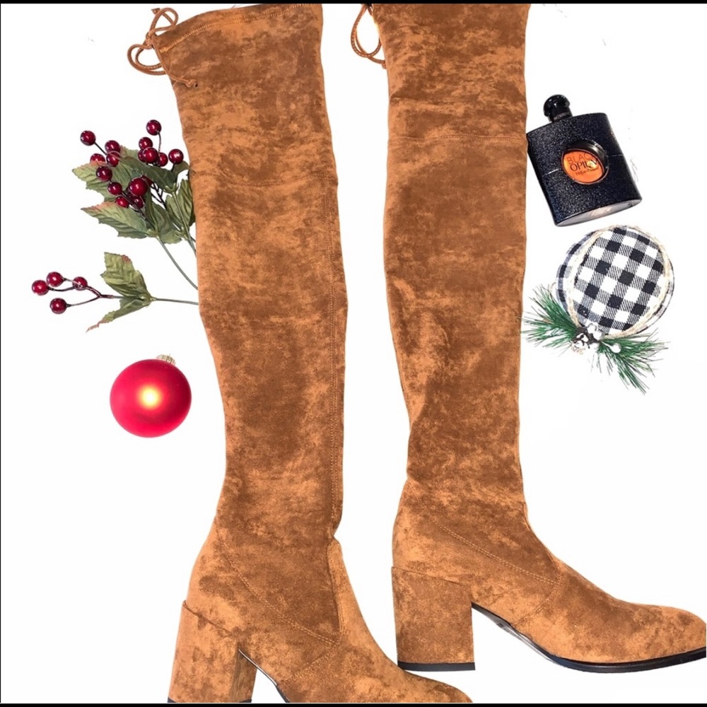 Kaitlyn Pan OTK Tan Suede Boots NWB Size 7… - Picture 2 of 3